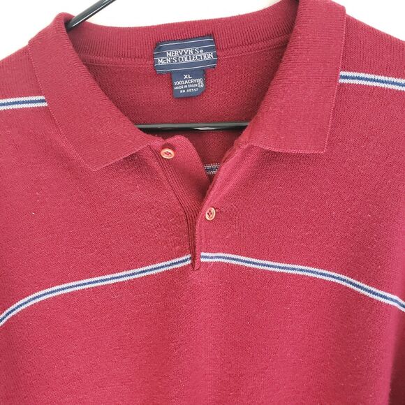 Vintage Mervyn’s Men’s Collection Striped Acrylic Long Sleeve Polo Mens XL 0228 - Picture 6 of 9